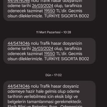 Türkiye Sigorta Hasar Dosya Ödenmemesi