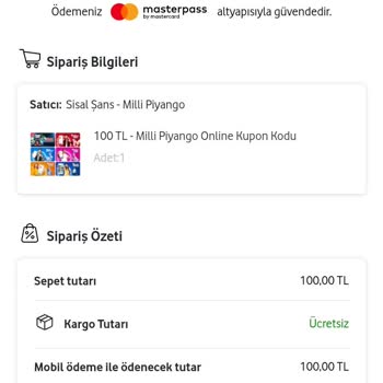 Milli Piyango Alışveriş Hata Veriyor