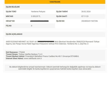 VakıfBank Sari Panjur Konut Poliçesi Hakkında