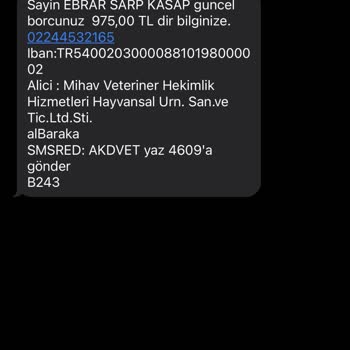 Akademi Hayvan Hastanesi (Bursa) Sonradan Çıkan Hesap