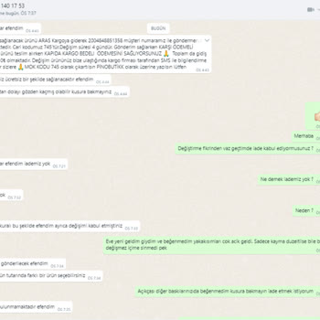 Pino Butik Firma Prensipleri Nedeniyle İade Talebi Kabul Etmiyorlarmış