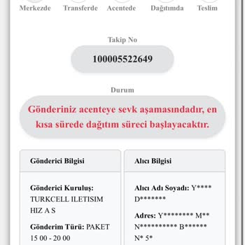Kuryenet 100005522649 Numaralı Siparişi Nerede