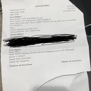 Beko Robot Süpürge Garanti Problemleri (Değişim)