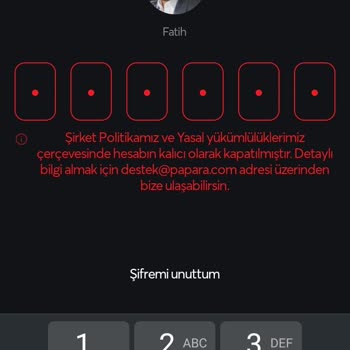 Papara'nın Hesap Kapatması