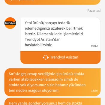 Trendyol Ürün Olduğu Halde Tedarik Edemiyoruz Diyorlar.