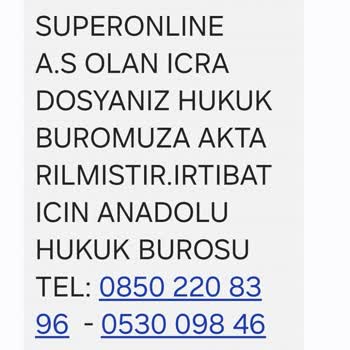 Superonline 9 Yıldır Benden 181 TL Para İstiyor