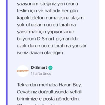 D-Smart Ürün Teslimat Muhatap Bulamıyorum