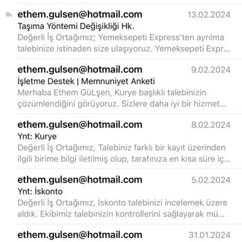 Yemeksepeti Teslimat Değişikliği Yapmıyor
