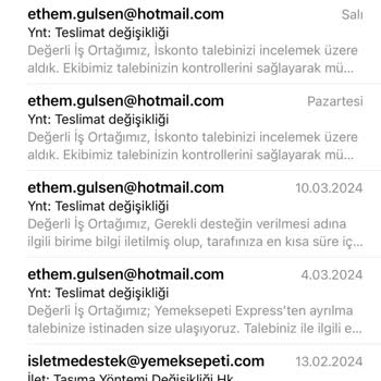 Yemeksepeti Teslimat Değişikliği Yapmıyor