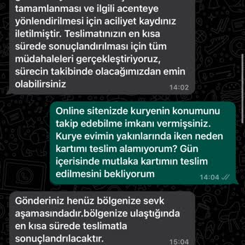 AGT Kurye Kartımı Teslim Etmemektedir.
