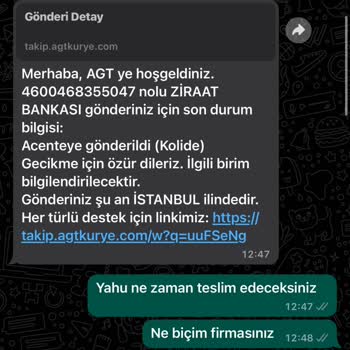 AGT Kurye Kartımı Teslim Etmemektedir.