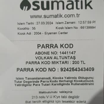 Sumatik ASKİ Su Kartı Dolum Makinesi Şikayeti