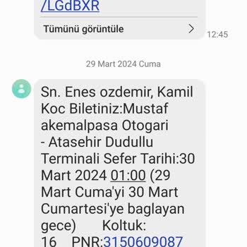 Kamil Koç Otobüs Belirtilen Saatten 1 Saat Sonra Geliyor