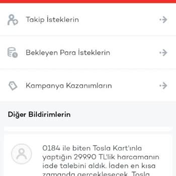 Tosla Param İade Edilmedi