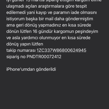Pandora Mücevher Siparişim Kayıp Ama Para İade Olmuyor