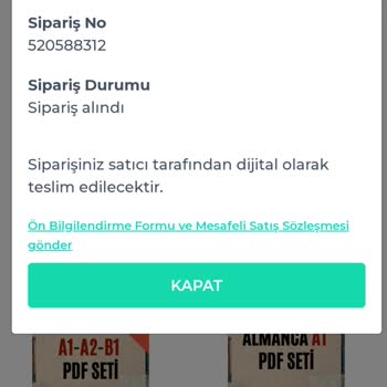 Almanca Otağ Shopier Üzerinden Alınan PDF Setlerinin Gönderimi Gecikiyor