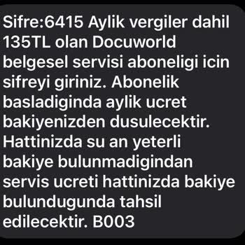 Vodafone 1240 Numaradan Onaysız Habersiz Servis Aboneliği Mesajı