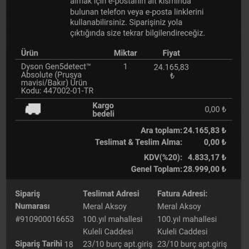 Dünya Markası Dyson Ürünümü Göndermedi