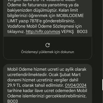 Vodafone Mobil Ödeme Özelliği