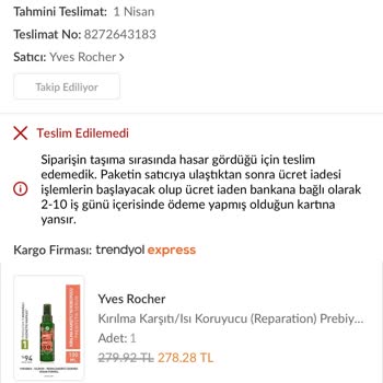 Trendyol Express Trendyol Ekspresin Aynı Ürüne Bir Hafta İçinde İki Kez Hasar Vermesi
