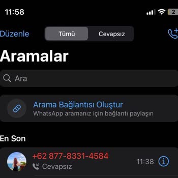 WhatsApp (+62) İle Başlayan Bilinmeyen Numaradan Arama
