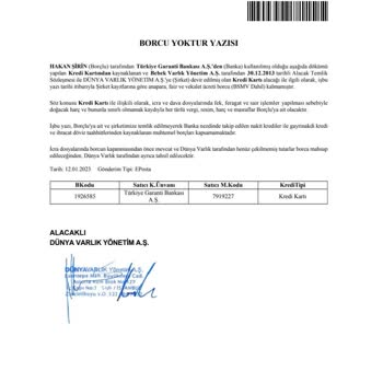 Garanti BBVA Geçmişte Kapatılan Kredi Kartı Borcu Hâlâ Görünüyor