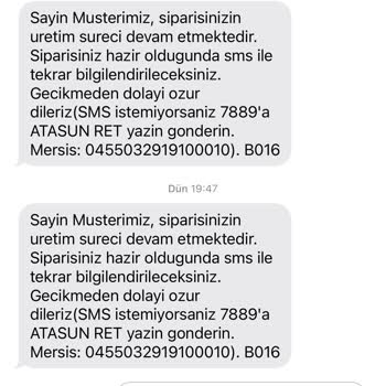 Atasun Optik Gözlük Teslimatı Yapılmıyor.