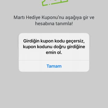 Martı Hediye Kupon Kodunu Kabul Etmiyor