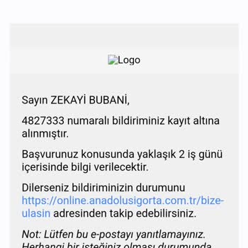 Anadolu Sigorta Poliçe Bilgi Talebime Dönüş Yapmıyor