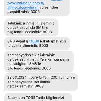 Vodafone'a Ek SMS Paketi Şikayeti