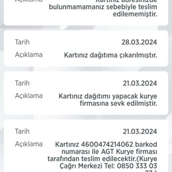 Ziraat Bankası Banka Kartım Elime Ulaşmıyor