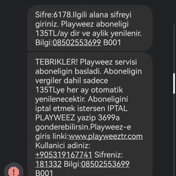 Türk Telekom Playweez Adına Faturamdan Para Çekilmesi
