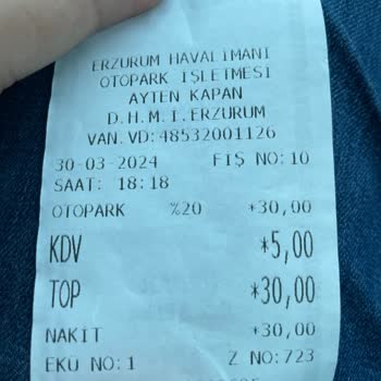 Erzurum Havalimanı Erzurum Hava Limanı 12 Dakika Oto Park Ücretine 1 Saatlik Alınıyor