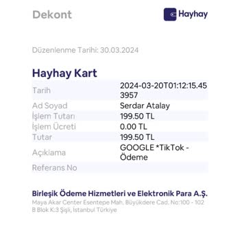 Hay Hay Cüzdan Uygulamasından Tik Tok Alışverişi Yapamamam Hk.