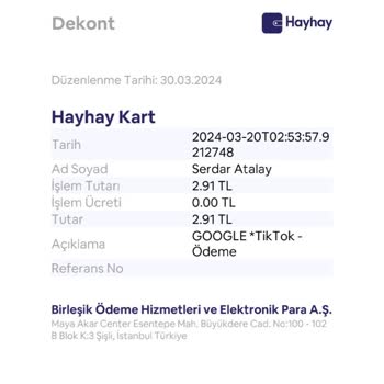 Hay Hay Cüzdan Uygulamasından Tik Tok Alışverişi Yapamamam Hk.