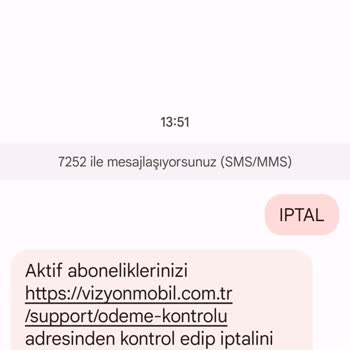 VizyonMobil Faturama Yansıyan İzinsiz Abonelik Ücreti!