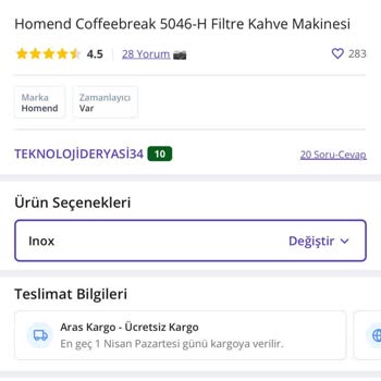 TeknolojiDeryası N11 Üzerinden Satın Alınan Kahve Makinesi İade Süreci Şikayeti