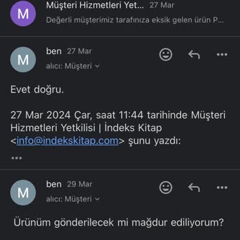 İndeks Kitap Eksik Kargo Gönderimi
