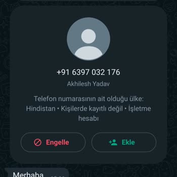 WhatsApp +91 Kodlu Numaradan Mesaj Geldi