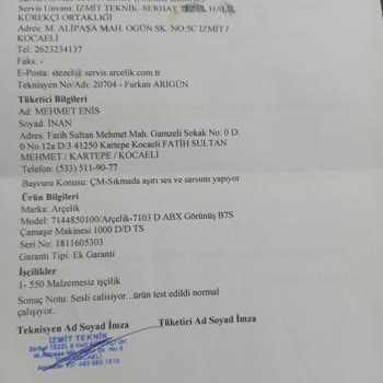 Arçelik Çamaşır Makinesi Sarsıntılı Ve Görültülü Çalışıyor