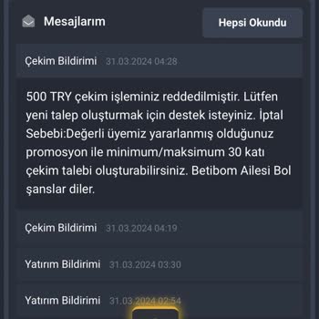 Betibom Para Çekim Talebimi Çevrim Şartını Tamamlamama Rağmen İptal Ediliyor