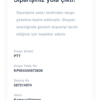 Shopier Hatalı Kargo No