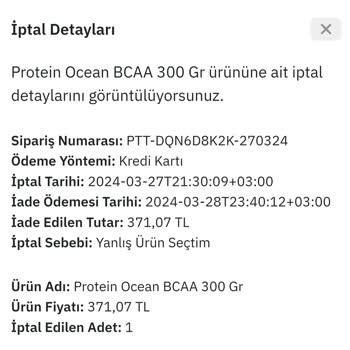 Provitanya Epttavm Ürünü İptal Ettim İade Alamadım