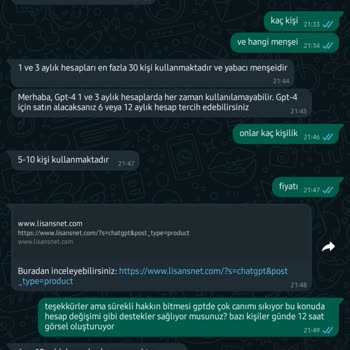 Lisansnet 6 Aylık Chatgpt Ürünümü Kullanamıyorum Ve Yardımcı Olmuyor