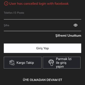 DeFacto, Facebook İle Giriş Hatası