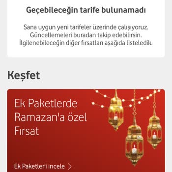 Vodafone Geçebileceğim Tarifeler Gözükmüyor