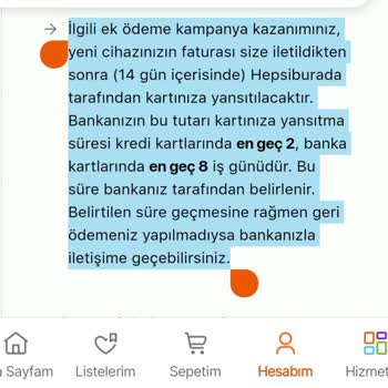 Hepsiburada Eskiyi Yenile Kampanya Şartlarına Uymuyor.