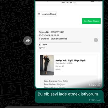 Merven Akyüz Tesettür Giyim Değişim-İade-Müşteri Hizmetleri Başarısızlığı