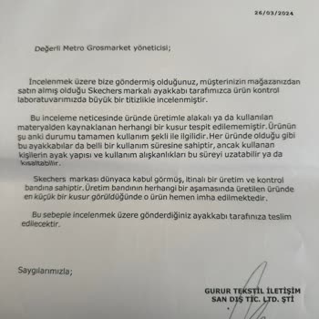 Metro Grossmarket Metro Marketin Sattığı Skechers Ürünle İlgili Sorumluluk Almaması