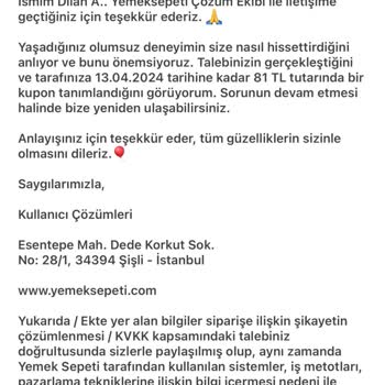 Yemek Sepeti -Saka Su İş Birliği